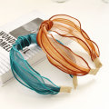 New Spring Summer Knotted Headband Solid Color Organza Cute Headband Hair Bundle Hair Accessories Transparent Women Belle Femme